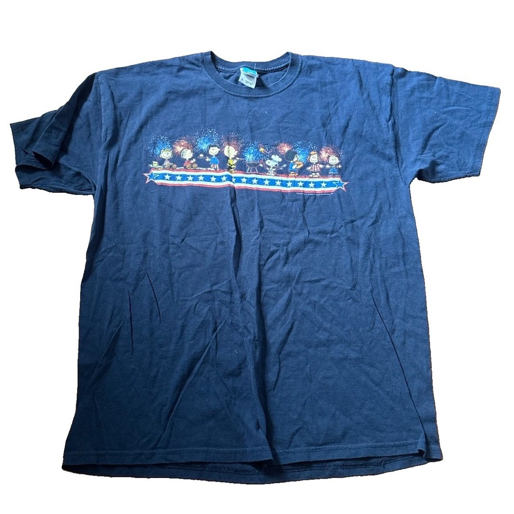 Peanuts Snoopy Shirt Mens XL Blue VTG USA 90s Y2K 4th of July Tee